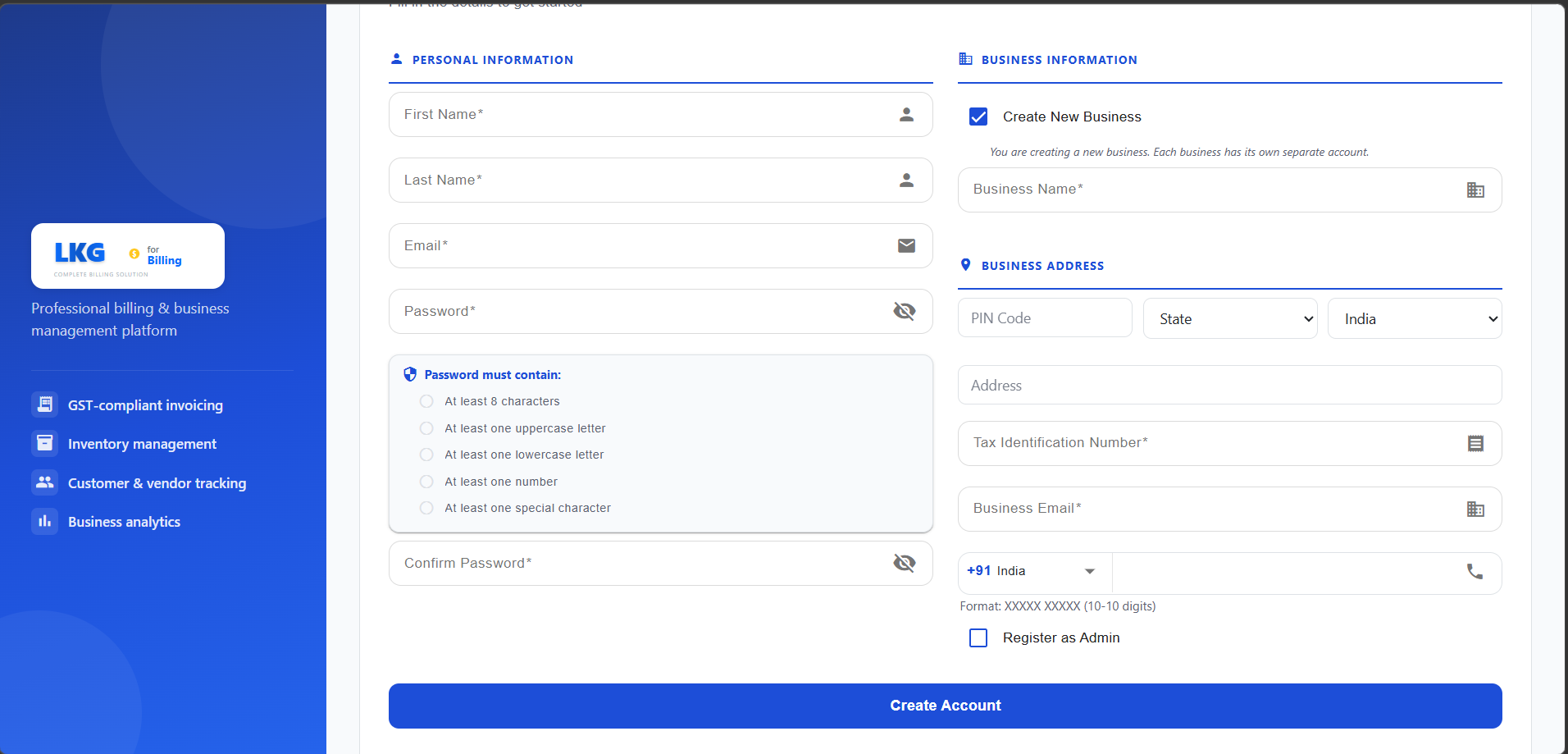 Registration Page